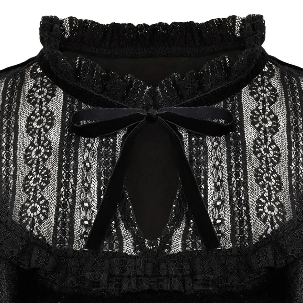 Hell Bunny Velvet Mourning Top (Black)
