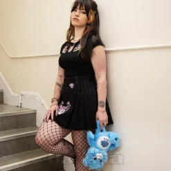 Hell Bunny X Care Bear Cheer Bear Pleated Mini Skirt (Black)