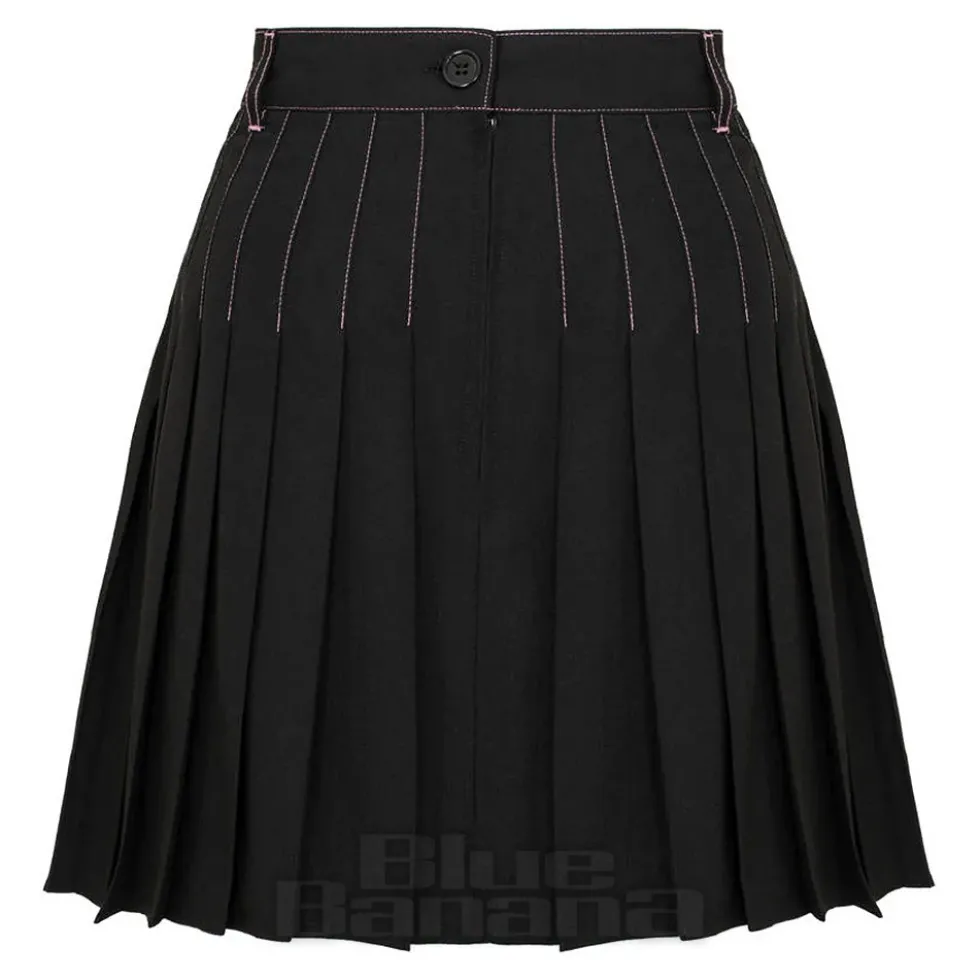 Hell Bunny X Care Bear Cheer Bear Pleated Mini Skirt (Black)