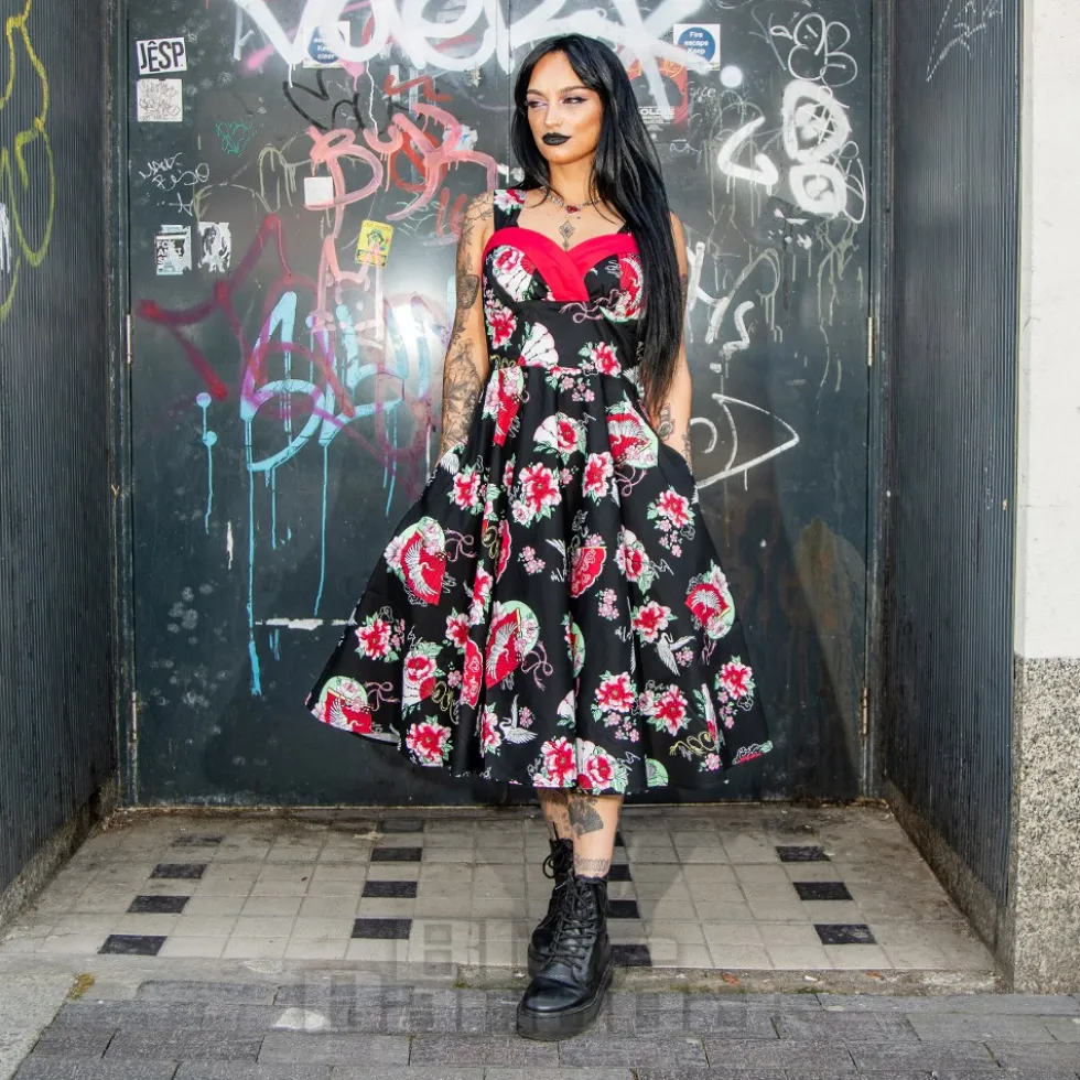 Hell Bunny Yuna Midi Dress (Black)