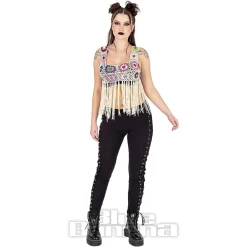 Innocent Maise Crochet Fringe Vest (Cream)