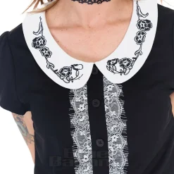 Jawbreaker Embroidered Collar Mini Dress (Black/White)