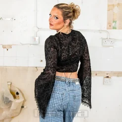Jawbreaker Flared Sleeves Top (Black)