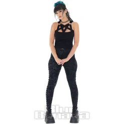 Jawbreaker Pentagram Straps & Rings Crop Top (Black)