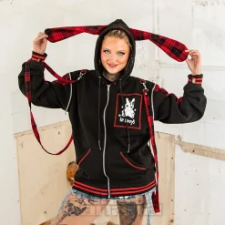 Luv Bunny Cursed Bunny Zip Hoodie (Black/Red)
