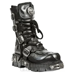 New Rock M.107-S2 Reactor Demon Flame Calf Boots (Black)