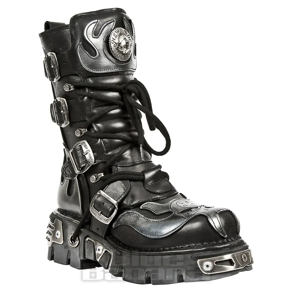 New Rock M.107-S2 Reactor Demon Flame Calf Boots (Black)