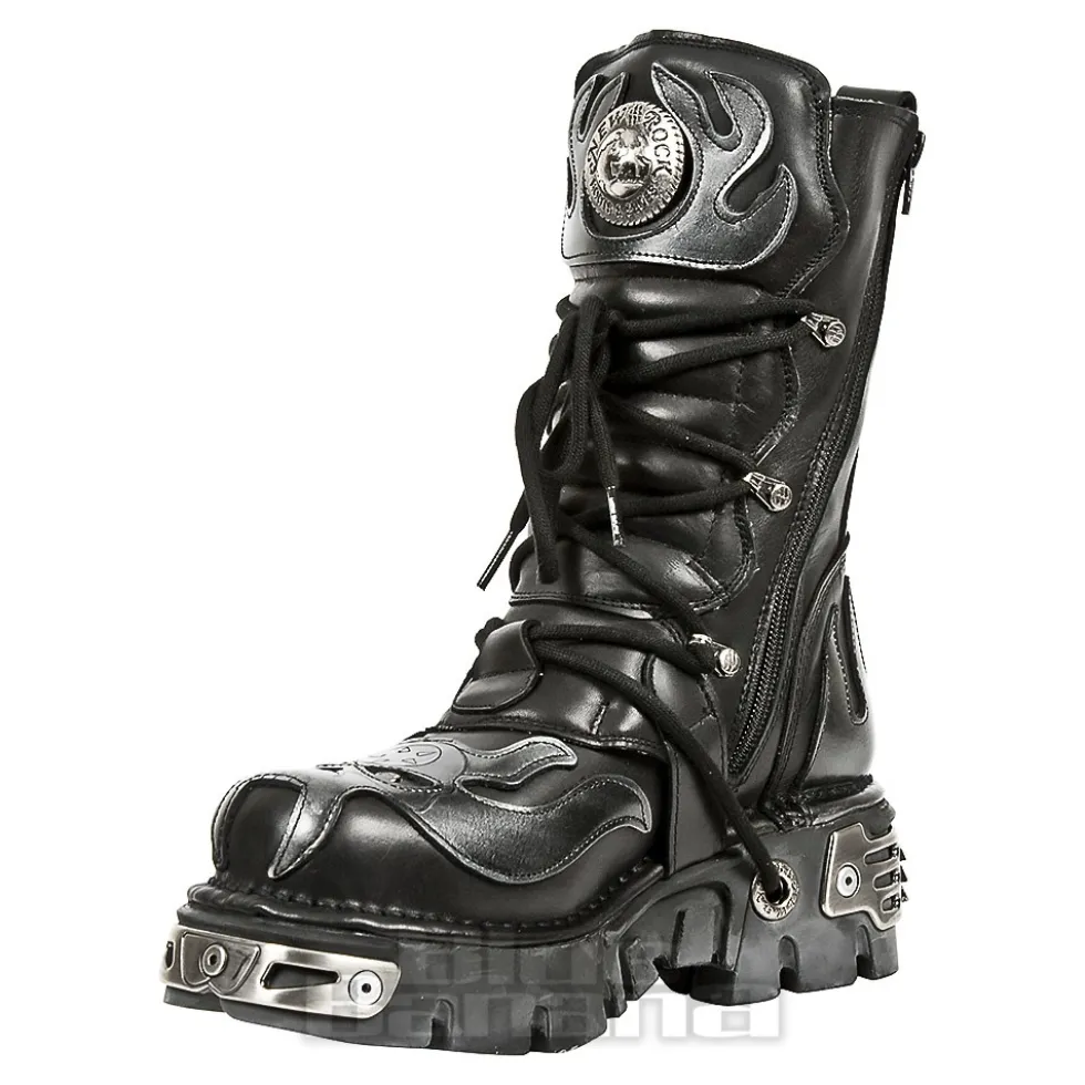 New Rock M.107-S2 Reactor Demon Flame Calf Boots (Black)