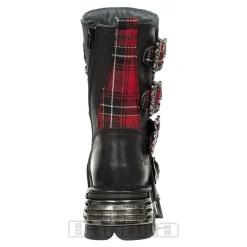 New Rock M.391T-S1 Reactor Tartan Half Boots (Black/Red)
