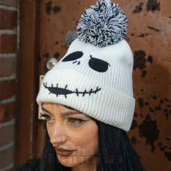 Nightmare Before Christmas Jack Skellington Face Knitted Hat (White)