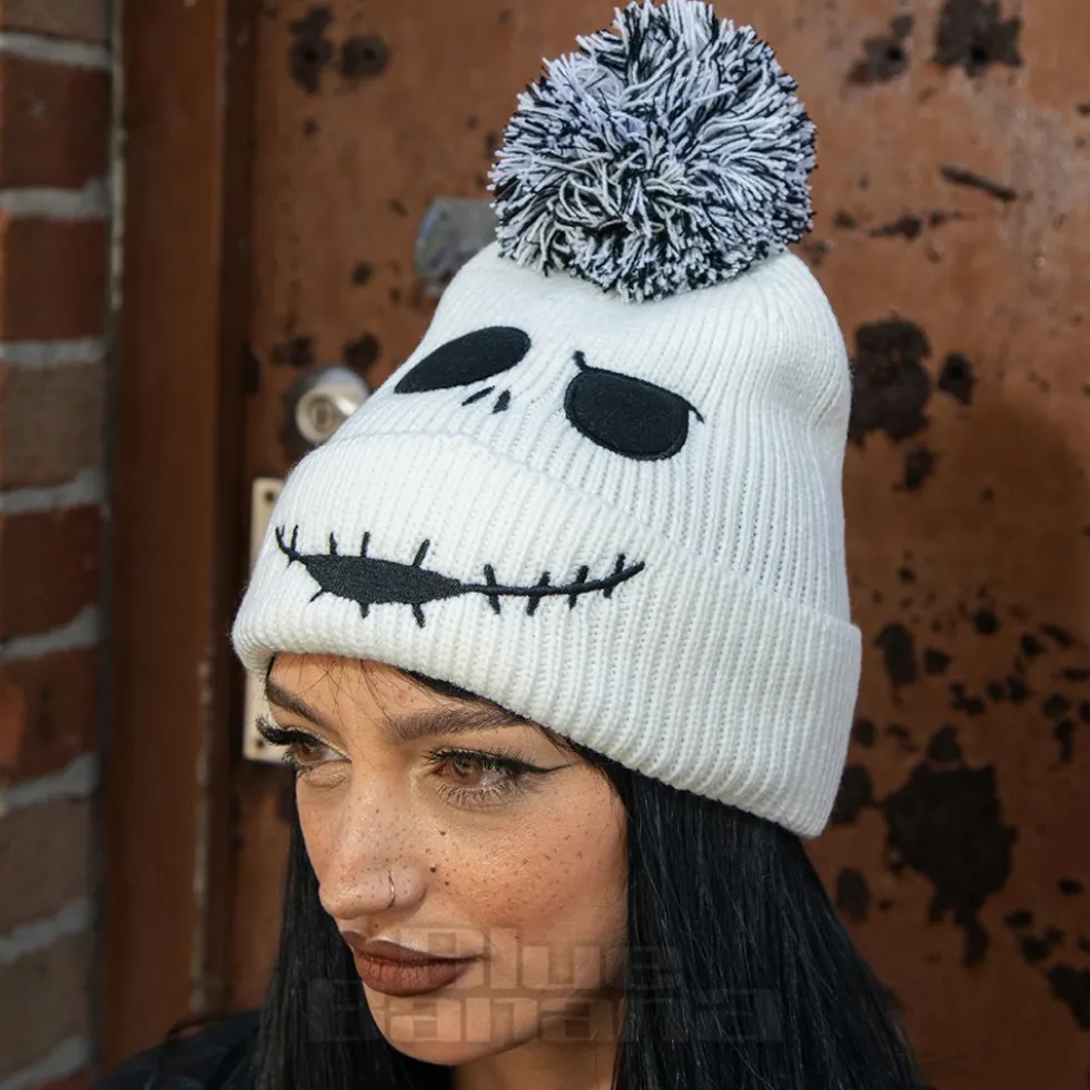 Nightmare Before Christmas Jack Skellington Face Knitted Hat (White)