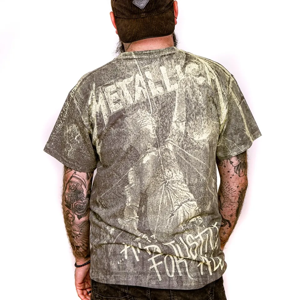 Official Metallica Justice Neon T Shirt (Grey)