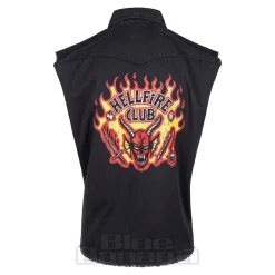 Official Stranger Things Hellfire Distressed Sleeveless Shirt (Black)