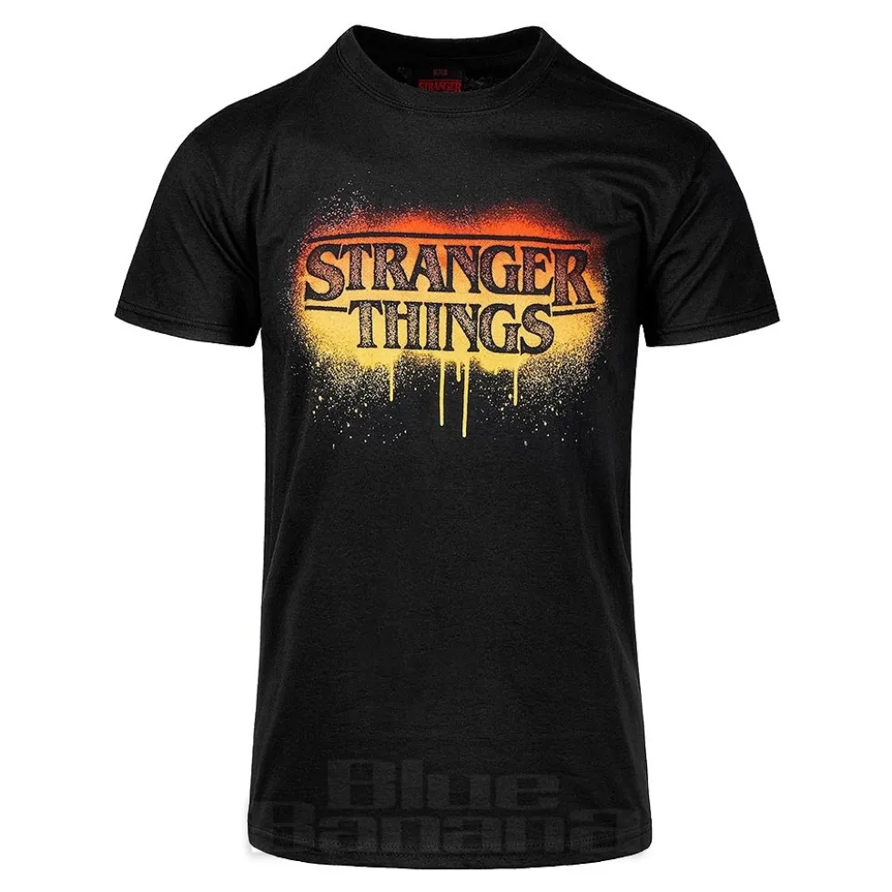 Official Stranger Things Spray Paint Hellfire T-Shirt (Black)