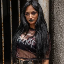 Slipknot The End Mesh Crop T-Shirt (Black)